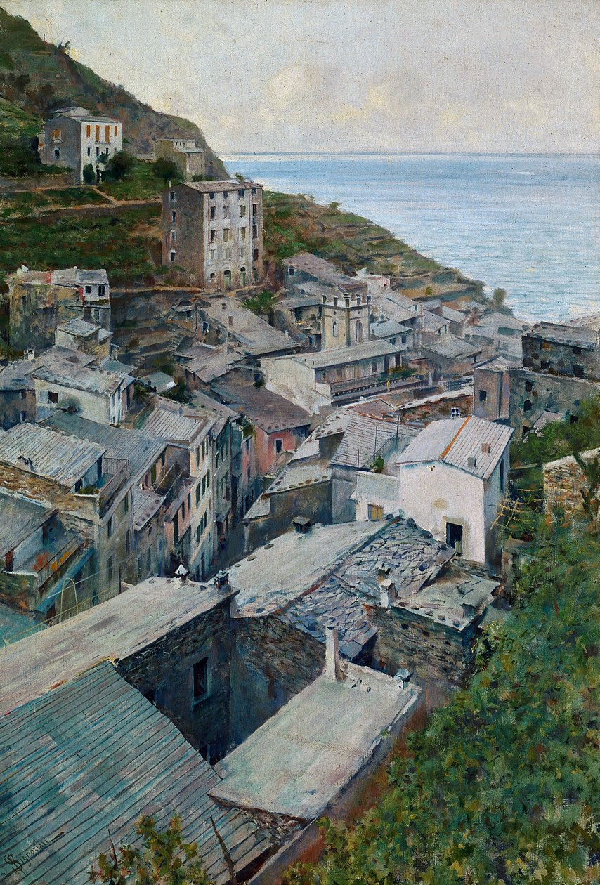Střechy v Riomaggiore od Telemaco Signorini