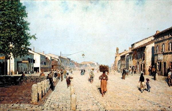 Ulice Ravenna na předměstí Porta Adriana od Telemaco Signorini