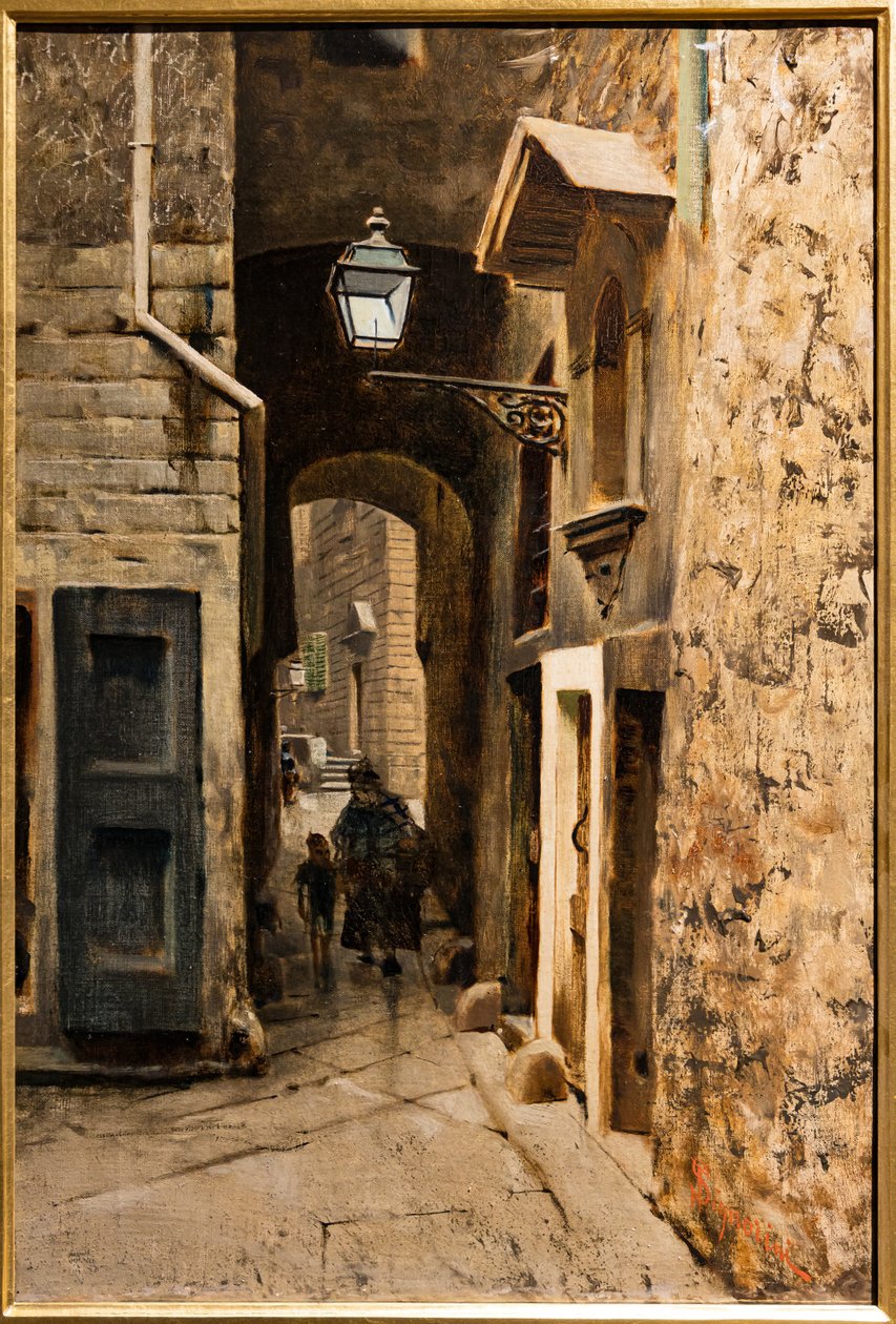 Cavalieri Street ve starém ghettu ve Florencii, kolem roku 1882 (olej na plátně) od Telemaco Signorini