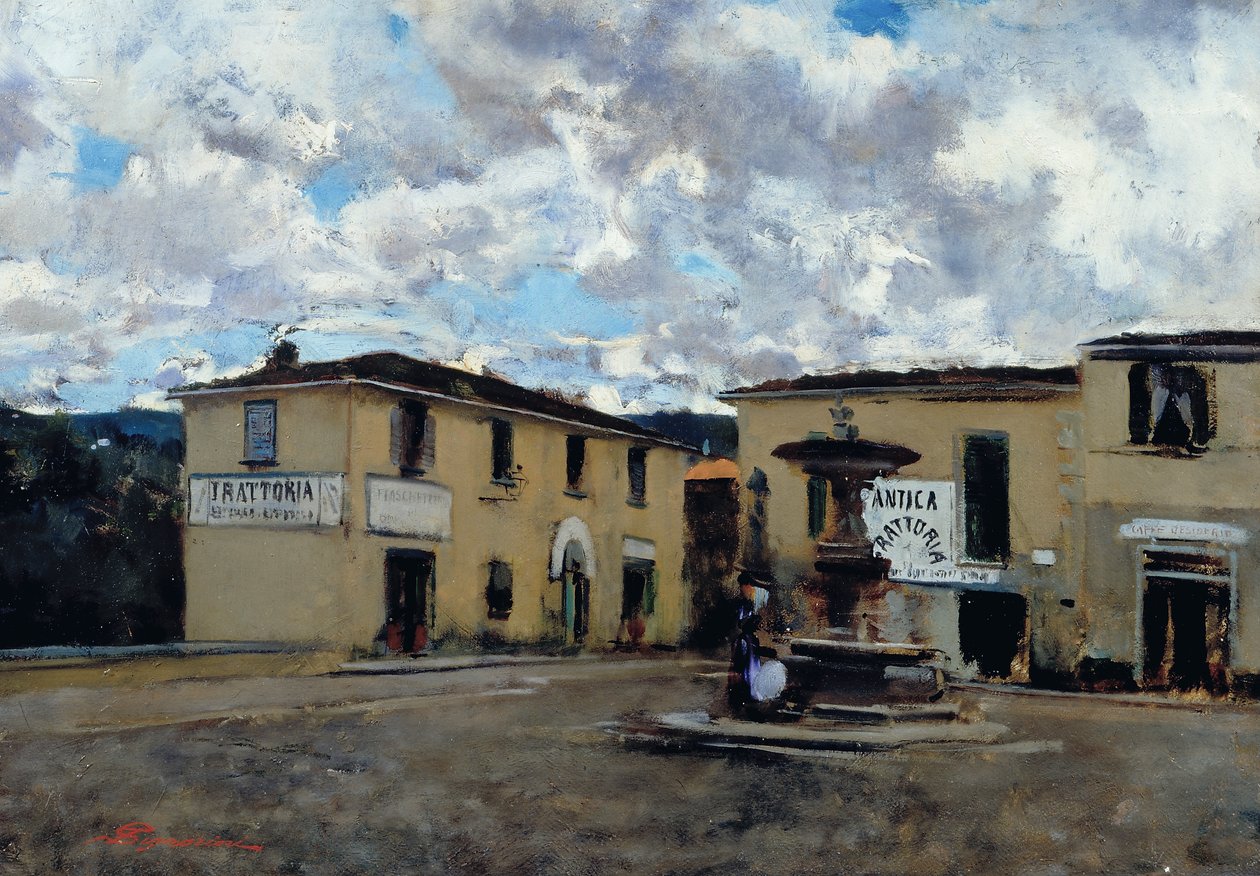 Náměstí v Settignanu, asi 1889 (olej na plátně) od Telemaco Signorini
