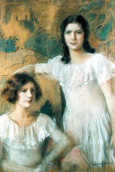 Portrét dvou dívek, kolem roku 1910 (pastel na palubě) od Teodor Axentowicz