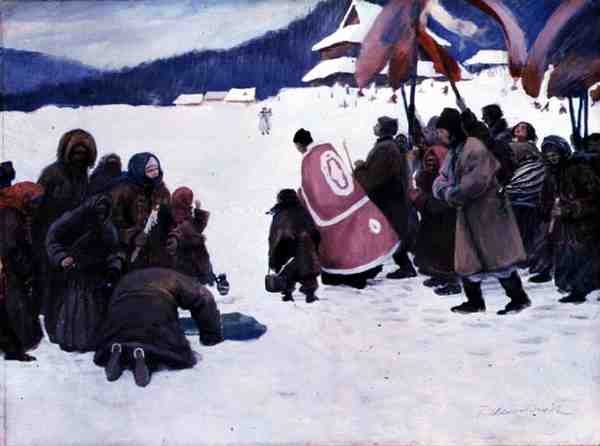 The Blessing of the Water (akvarel a kvaš na palubě) od Teodor Axentowicz