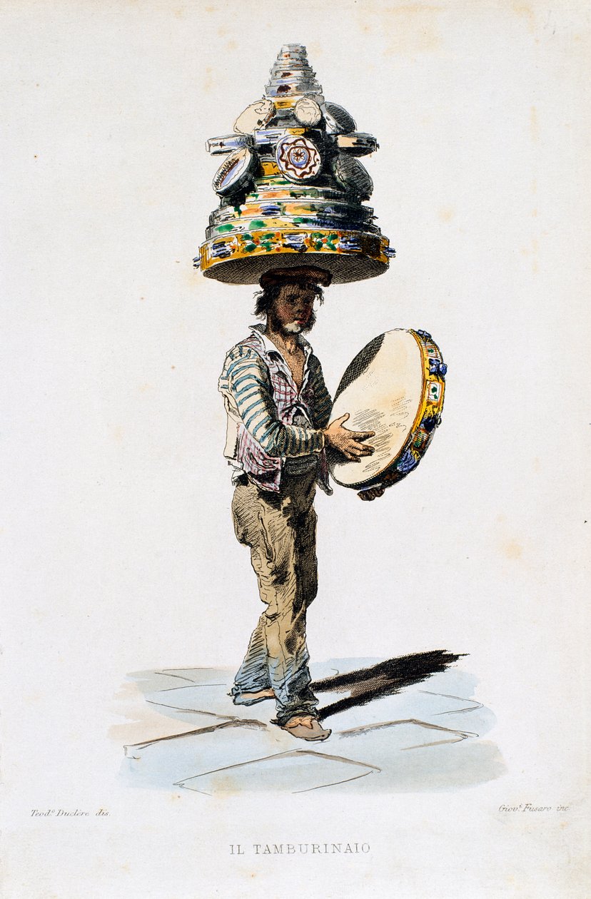 Tamburína, rytina Giovanniho Fusara (1803-1894) z kresby Teodora Duclera (1816-1867). Itálie od Teodoro Duclere