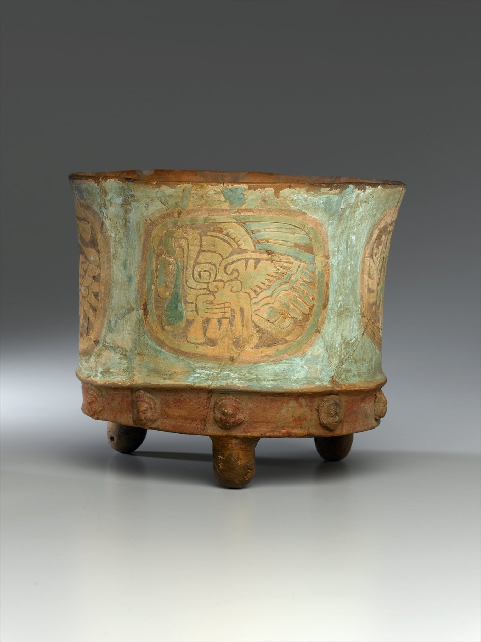 Tripod Jar, cca 800 (hlína) (viz také 278901-278902 & 278904) od Teotihuacan