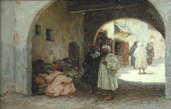 Prodejce melounů, Severní Afrika (olej na plátně) od Terrick Williams