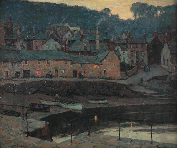 Večer, Myší díra, Cornwall (olej na plátně) od Terrick Williams