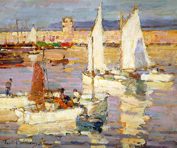 Přístav, Mevagissey, Cornwall (olej na palubě) od Terrick Williams