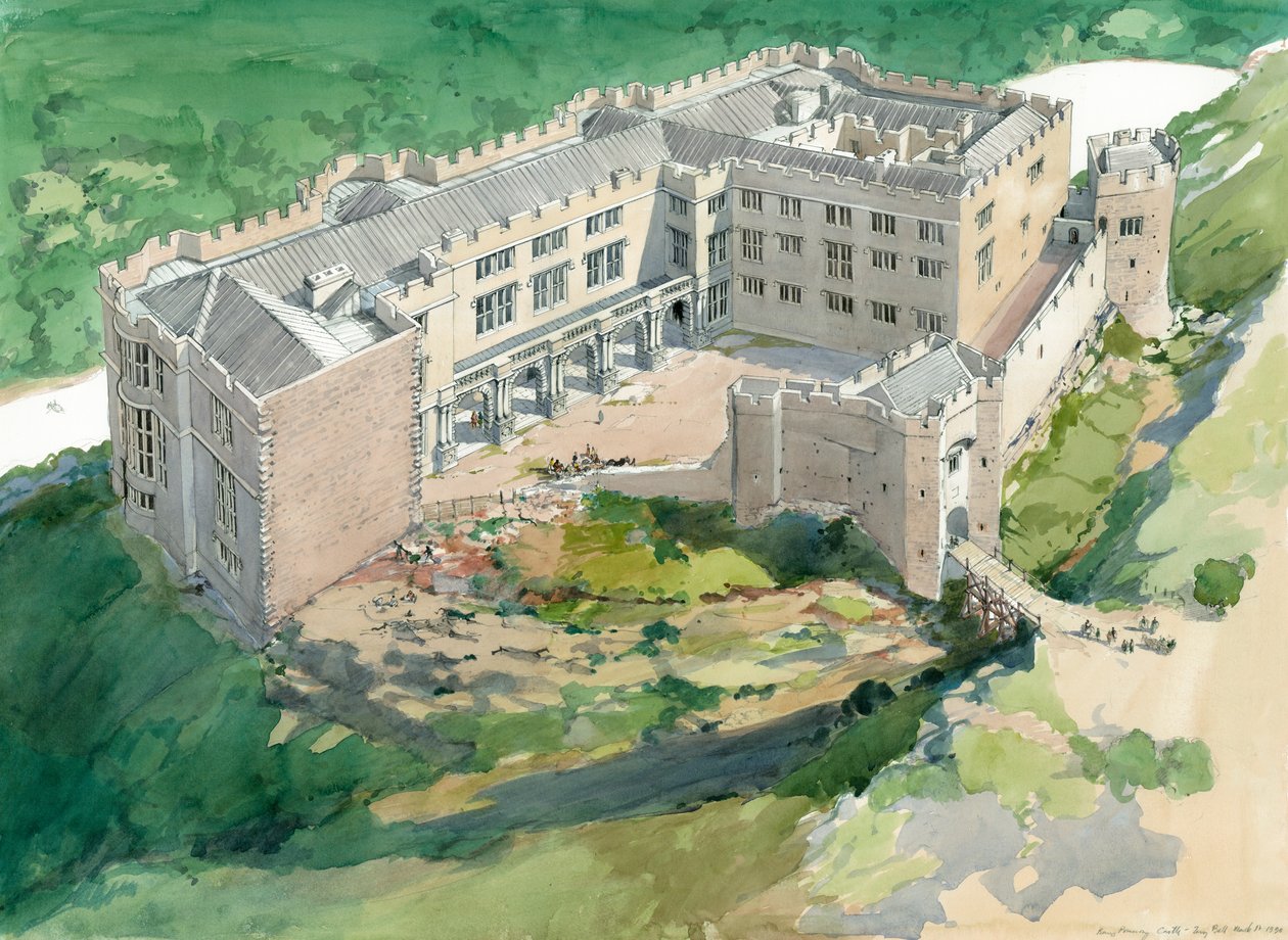 Hrad Berry Pomeroy, počátek 17. století, c1990-2010 od Terry Ball