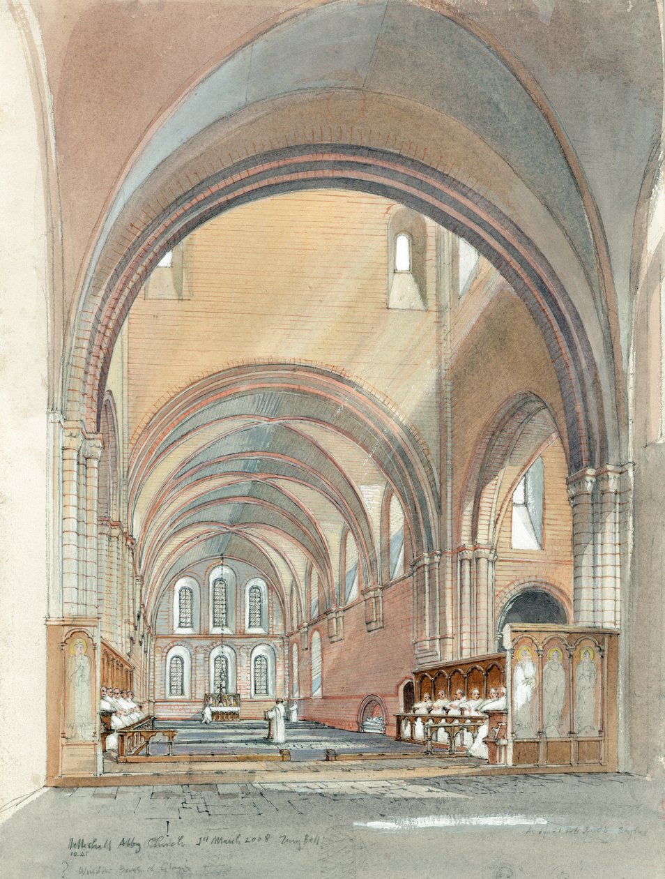 Sbor a presbytář opatství Lilleshall, c13. století, c1990-2010 od Terry Ball