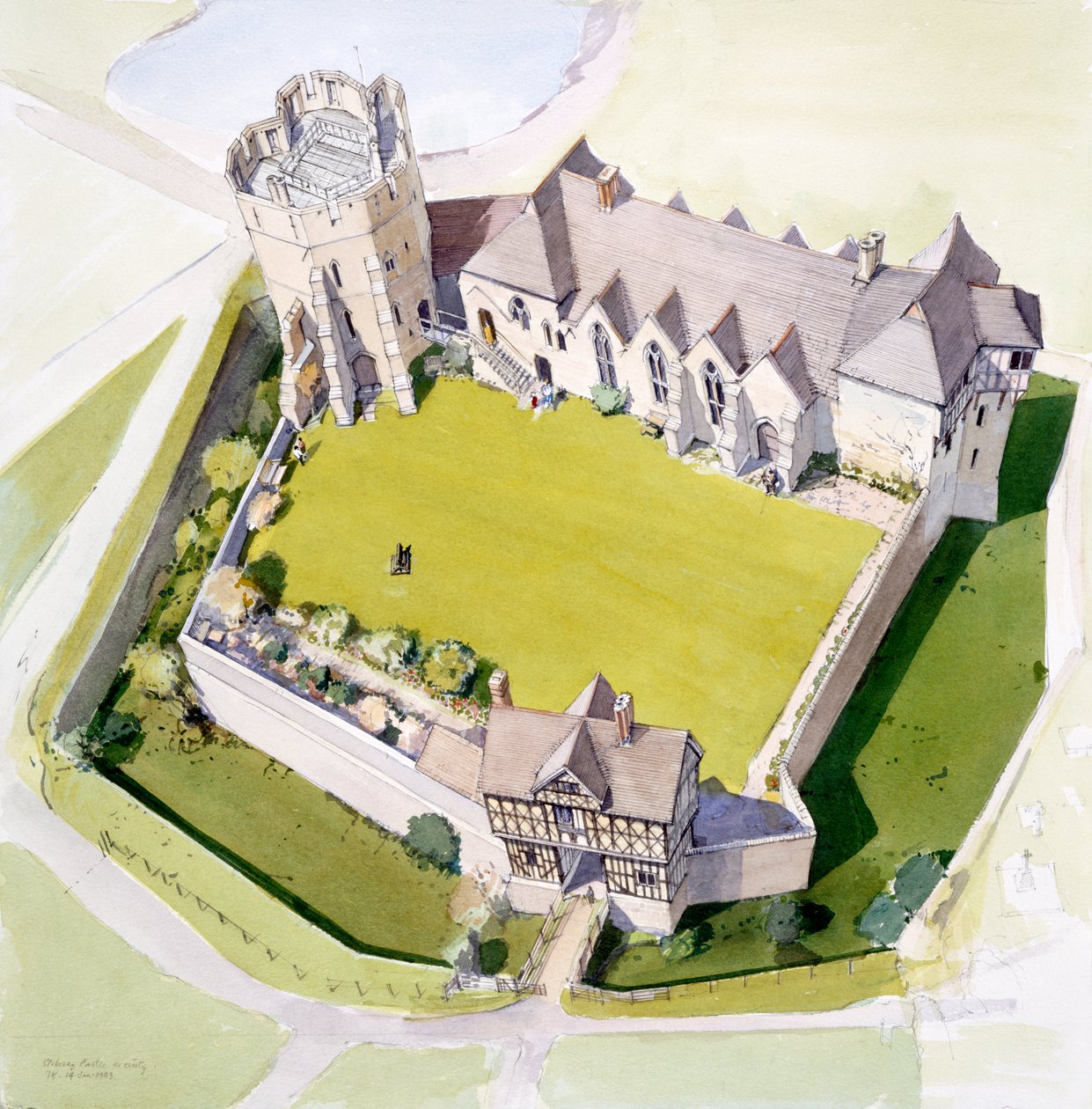 Hrad Stokesay, c2010 od Terry Ball