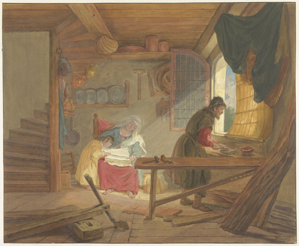 Svatá rodina v Josefově dílně od Tethart Philip Christian Haag
