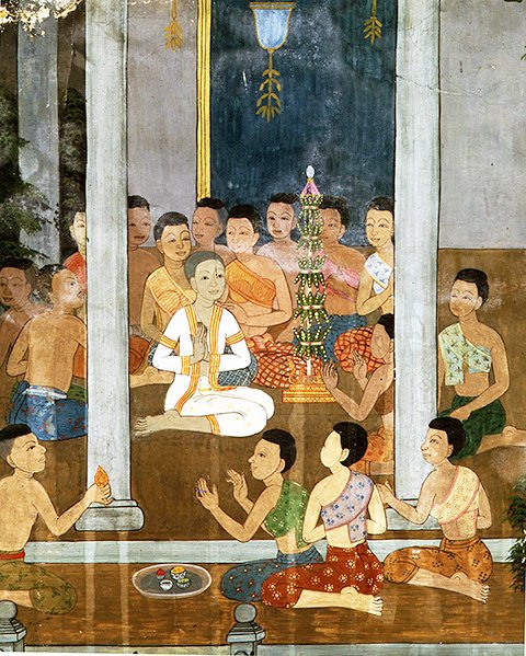 Zasvěcení mnicha (freska) od Thai School