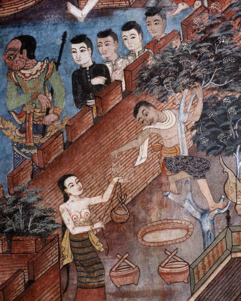 Detail nástěnné malby v lajkamu Viharn v chrámu Wat Phra Singh od Thai School