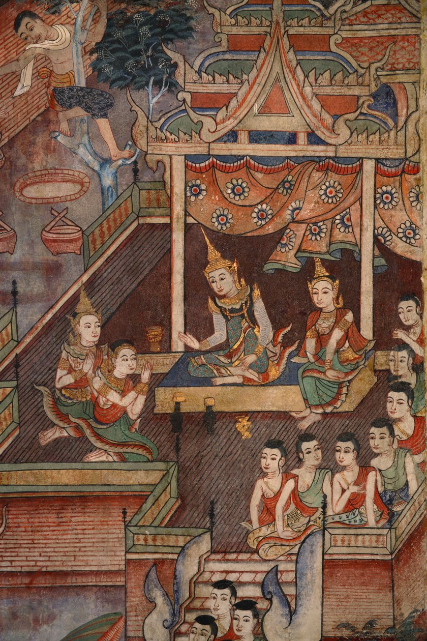 Detail nástěnné malby v lajkamu Viharn v chrámu Wat Phra Singh od Thai School