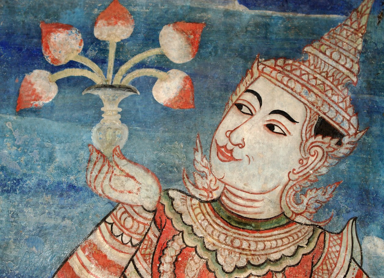 Detail nástěnné malby v lajkamu Viharn v chrámu Wat Phra Singh od Thai School