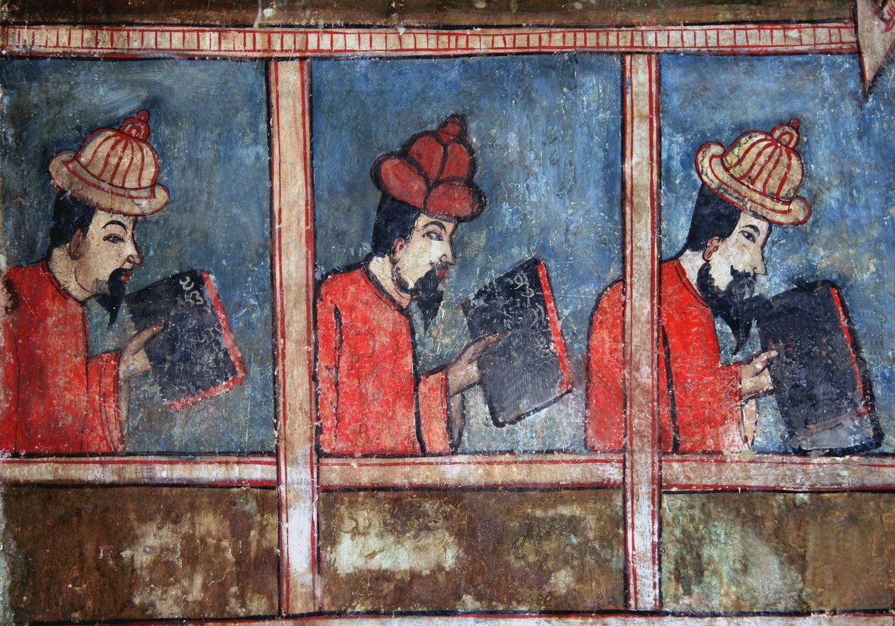 Detail čínských obchodníků (nástěnná malba) od Thai School