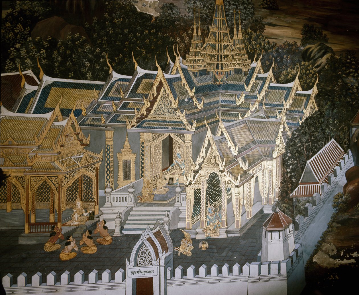 Epizody Buddhova života (freska od Thai School