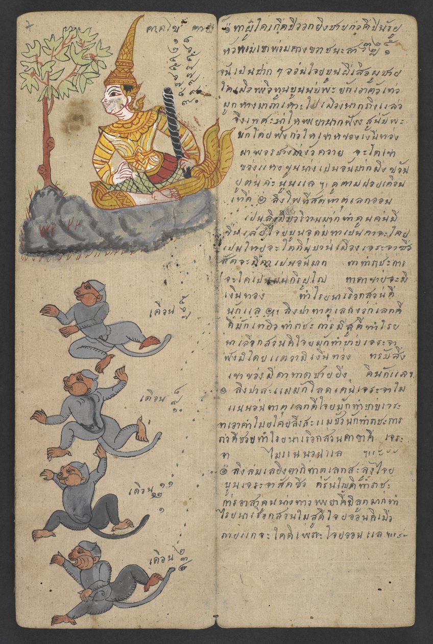 Nebo 16455 f.7r, Zvířata ze zvěrokruhu, z Phrommachatu (pergamen) od Thai School