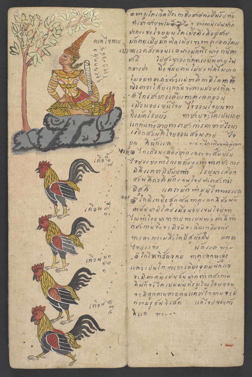 Nebo 16455 f.9r, Zvířata ze zvěrokruhu, z Phrommachatu (pergamen) od Thai School
