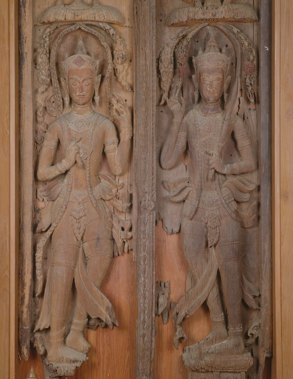 Panel brány se dvěma Deva (dřevo) od Thai School