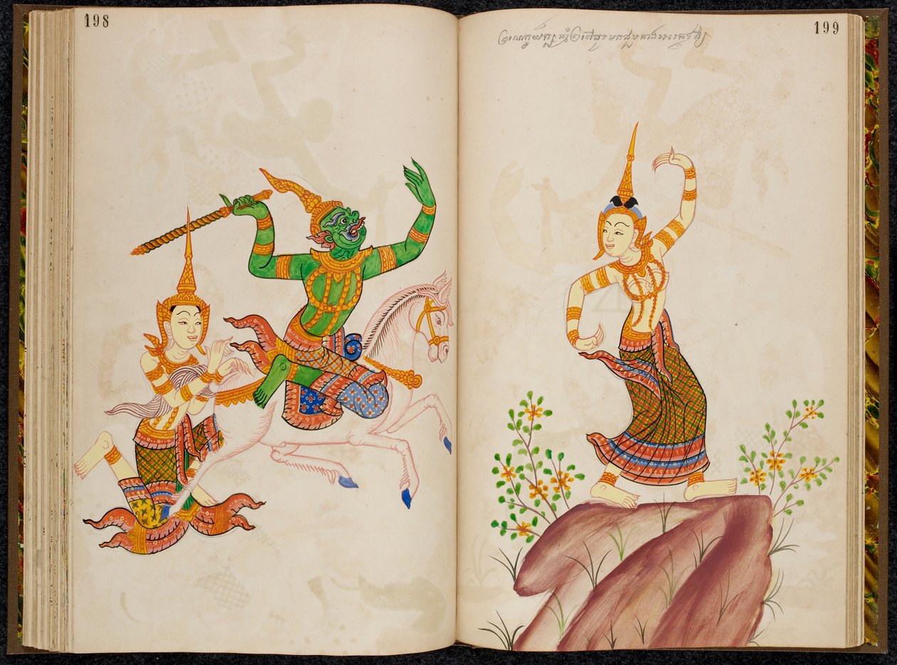 Scéna z thajské verze Vidhura-pandita Jataka. od Thai School