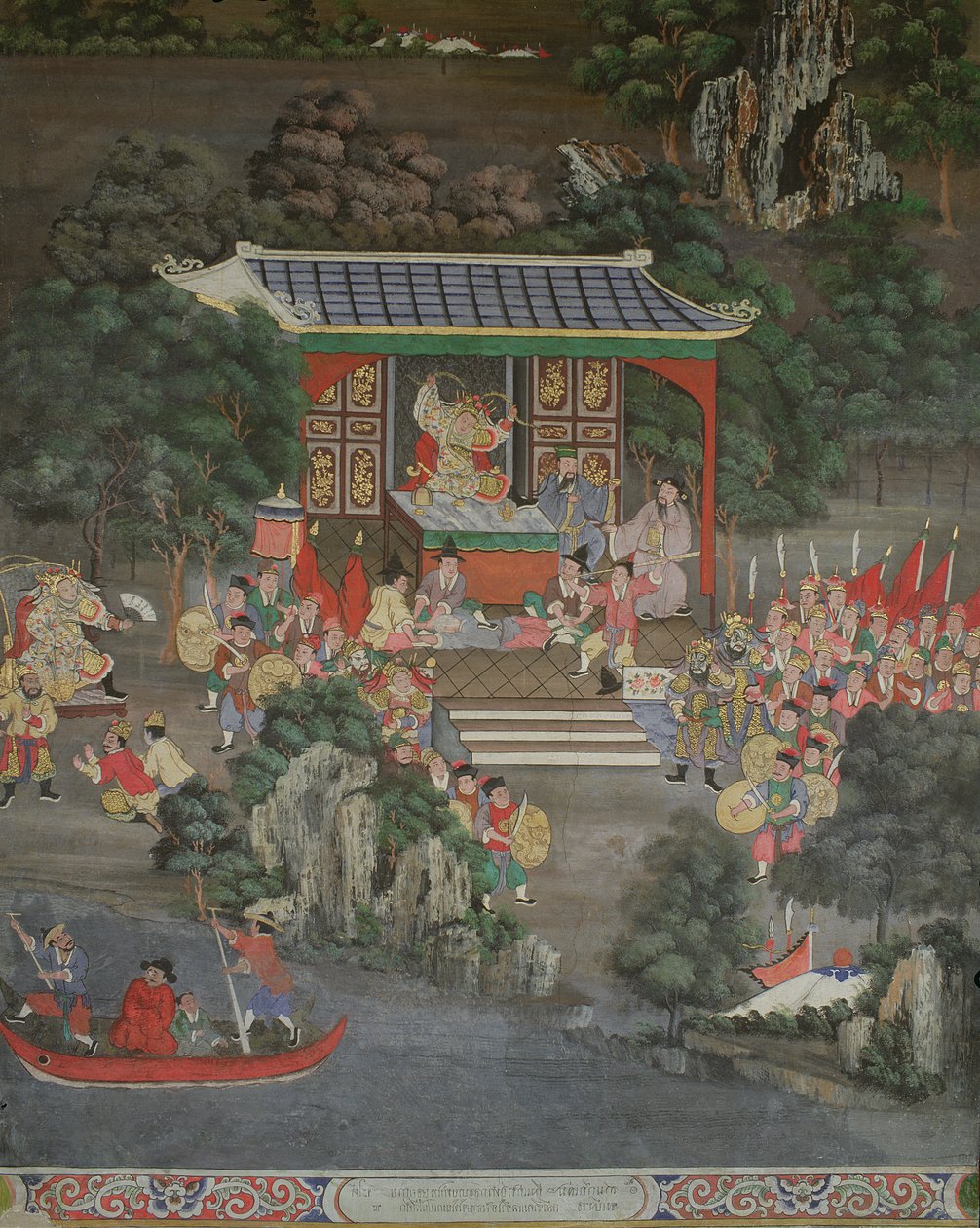 Scéna s čínským vlivem, Sala Geng, Wat Bowonniwet Vihara, Bangkok od Thai School