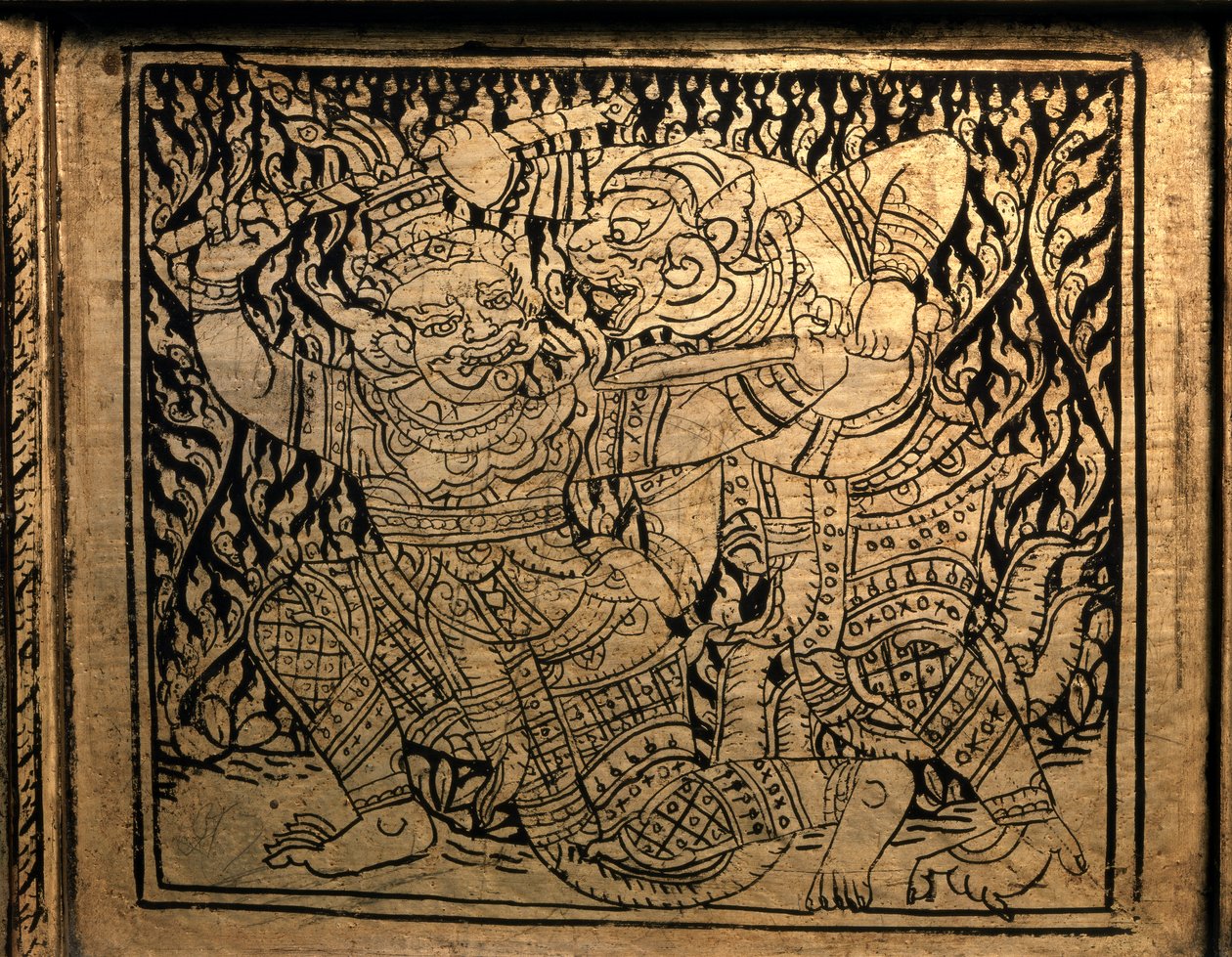 THAI ART: Epizoda z "Rámájany". Knižní skříň, Bangkok Style od Thai School