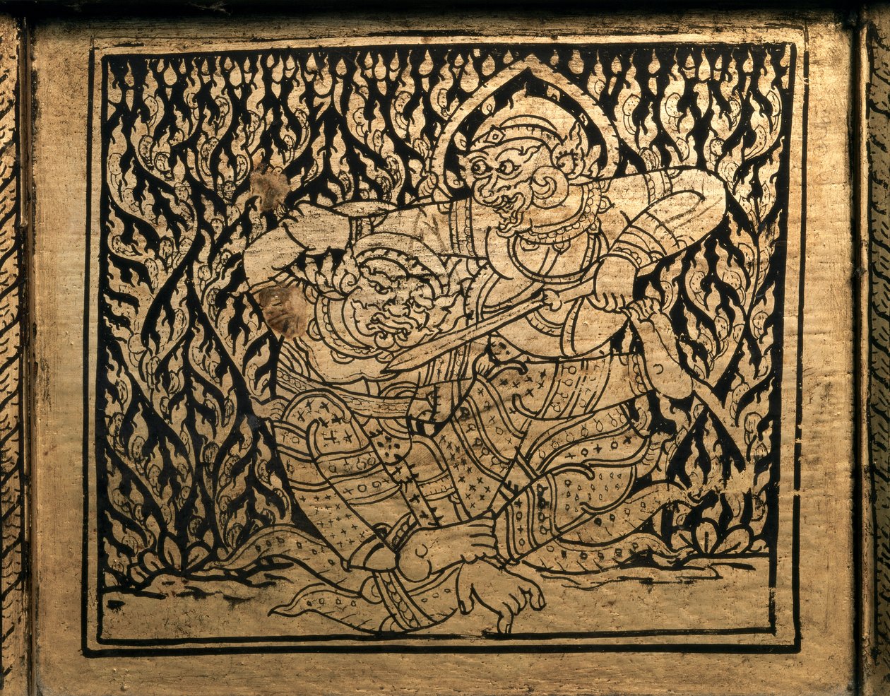 THAI ART: Epizoda z "Rámájany". Knižní skříň, Bangkok Style. od Thai School