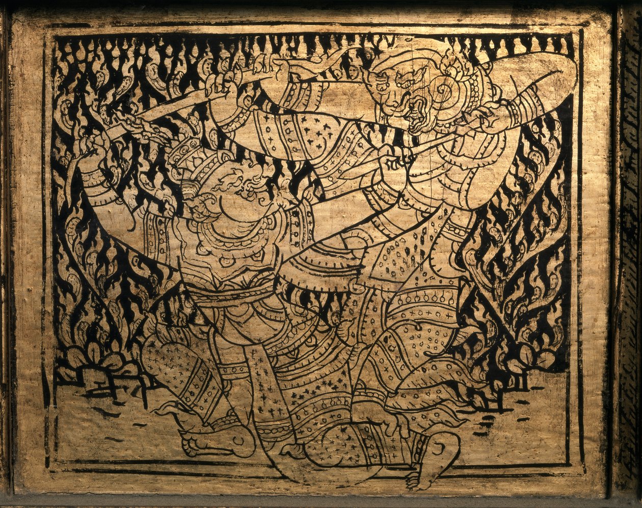 THAI ART: Epizoda z "Rámájany". Knižní skříň, Bangkok Style. od Thai School