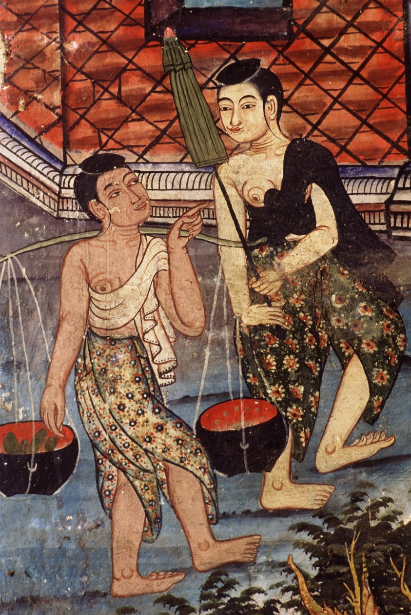 Thajské ženy (nástěnná malba) od Thai School