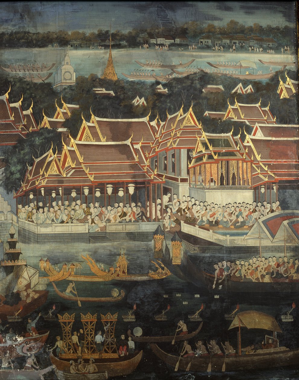 Slavnost Loy Krathong, 1864 (nástěnná malba) od Thai School