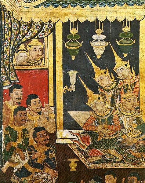 Wiharn Laikarn, epizoda z Jataka Sang Thong (freska) od Thai School