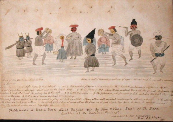 Sketch of Gurkha life at Dehra Dun, c.1821 (akvarel na papíře) od The Hon. Frederick Shore