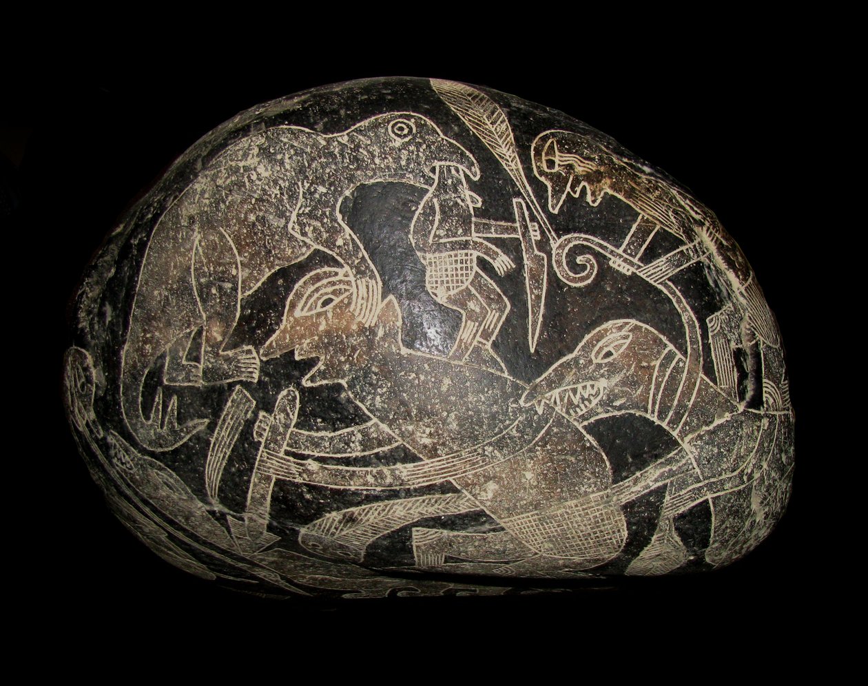 Kámen ica. Dinosaurus zabíjející člověka. od The Ica stones.