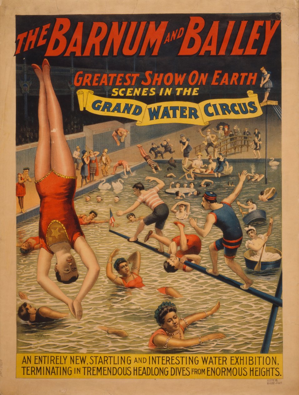 Barnum & Bailey největší show na světě. Scény ve velkém vodním cirkusu, c. 1895 od The Strobridge Lithographing Company