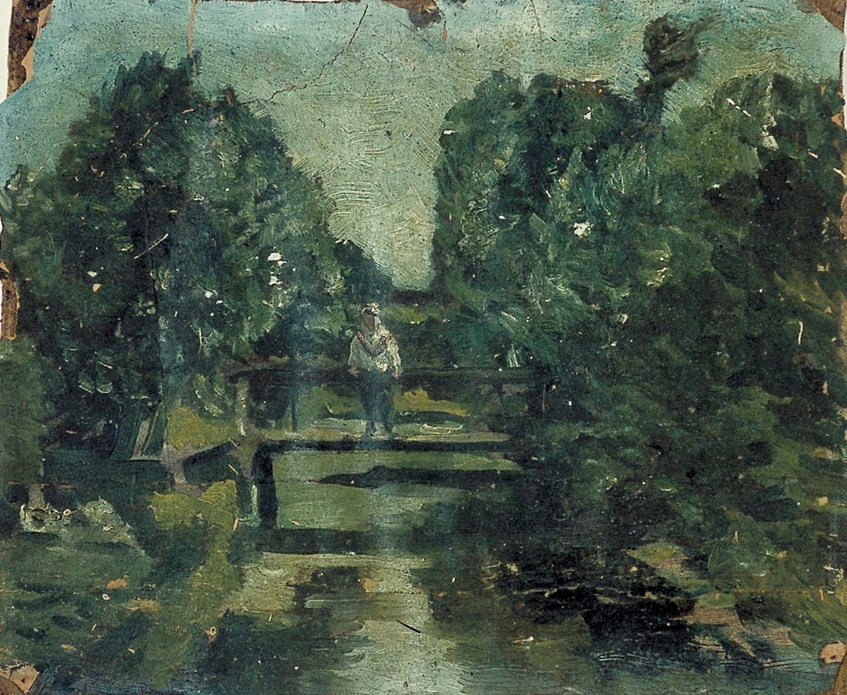 Postava na mostě v lese od Theo van Doesburg