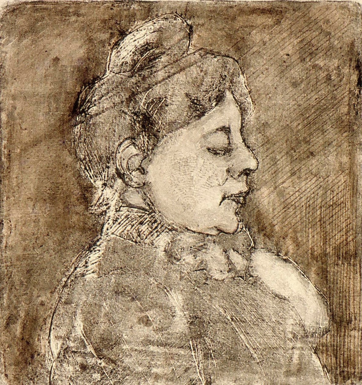 Portrét Agnita Feis v profilu od Theo van Doesburg