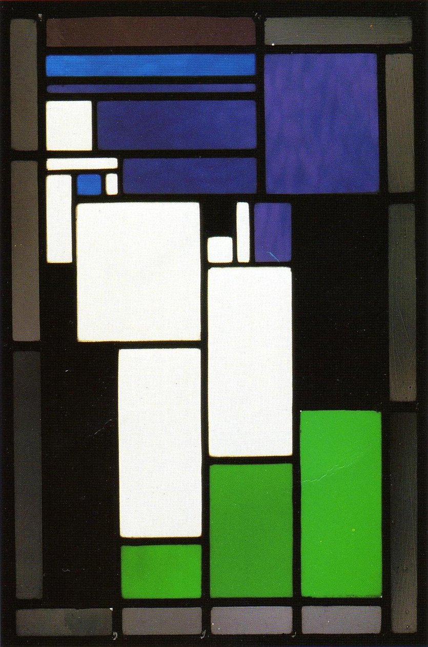 Ženská hlava z barevného skla od Theo van Doesburg