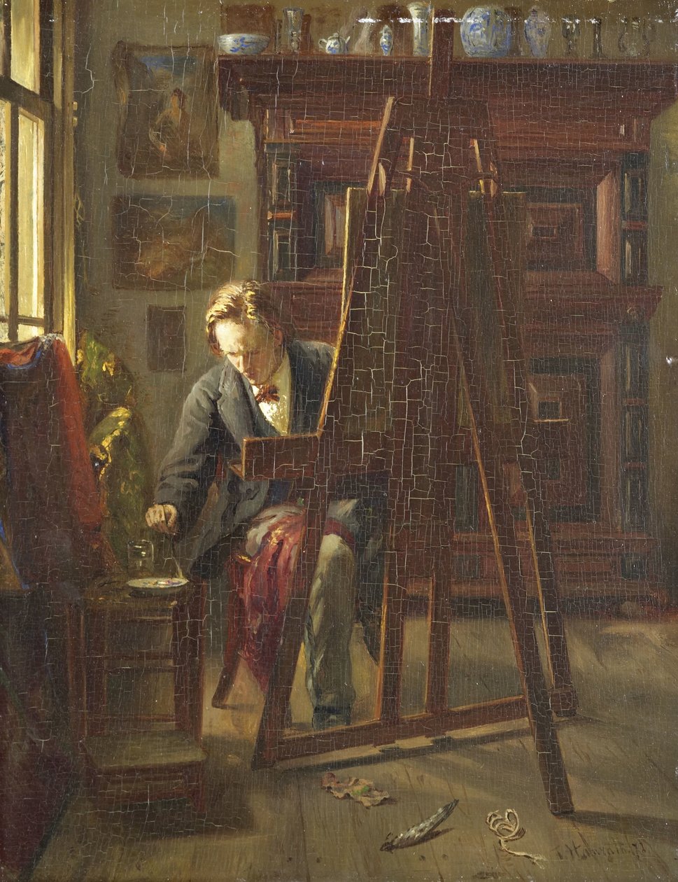 Umělec George Jan Hendrik Poggenbeek ve svém ateliéru od Theo Hanrath