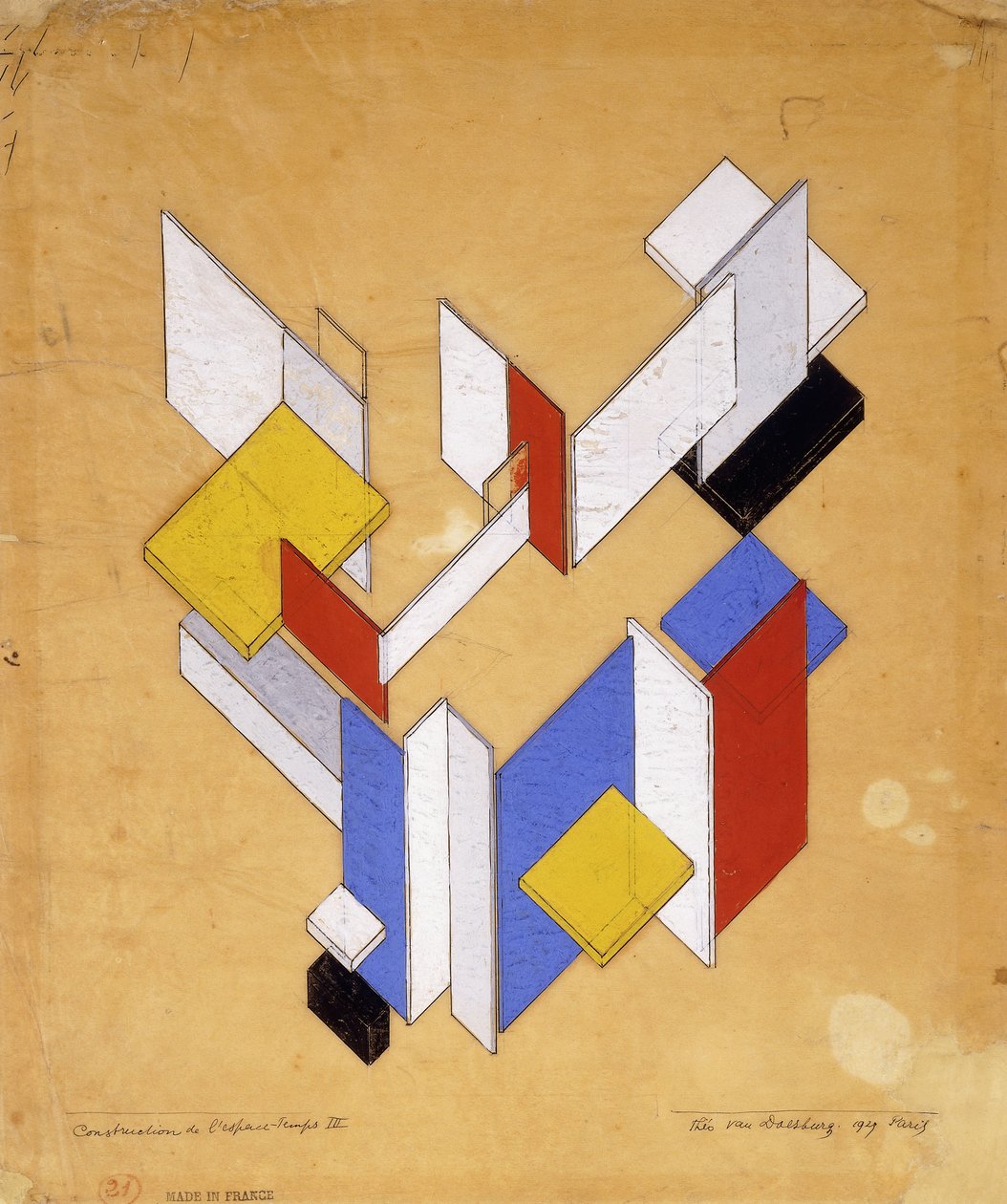 Konstrukce časoprostoru III; Konstrukce vesmíru - čas III, 1924 od Theo van Doesburg