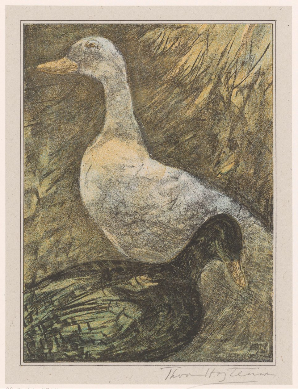 Dvě stojící kachny od Theo van Hoytema (signed by artist)