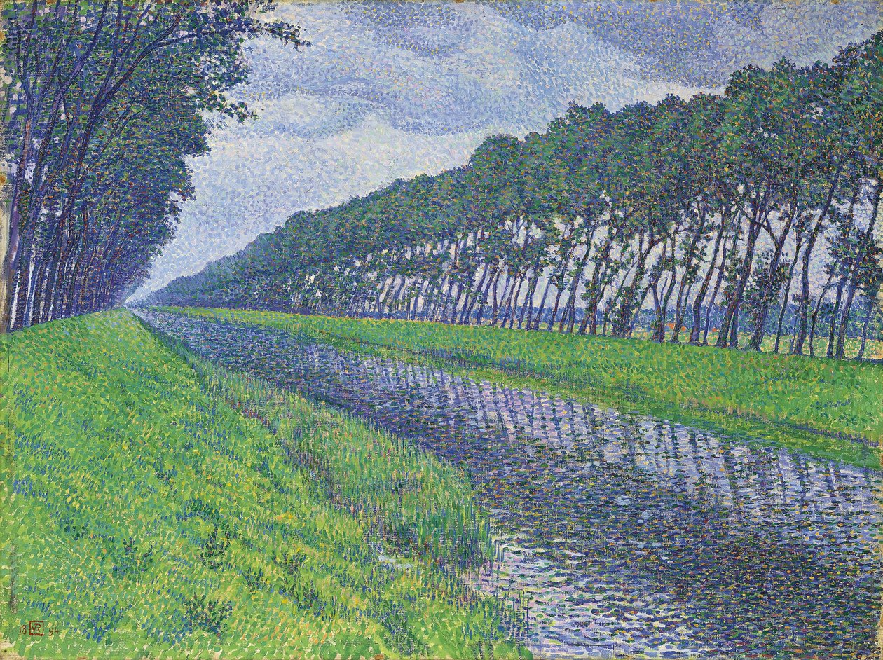kanál ve Flandrech; Kanál ve Flandrech za smutného počasí, 1894 od Théo van Rysselberghe