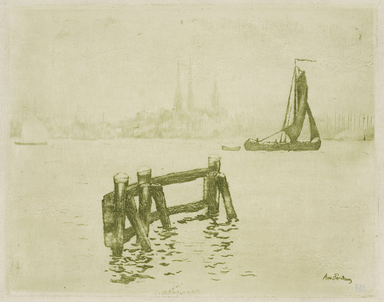 Pohled na Amsterdam od Théo van Rysselberghe
