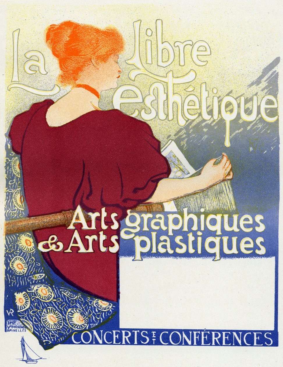 Hudba. La Libre Esthetique (Svobodná estetika), koncerty v Bruselu. Plakát od Van Rysselberghe, Belgie, kolem roku 1895 (plakát) od Théo van Rysselberghe