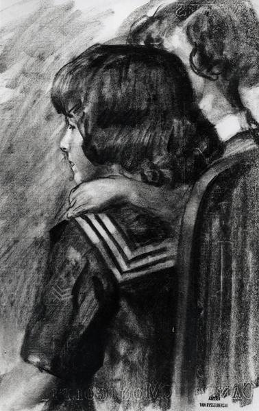 Portrét dětí, c. 1897 (uhl na papíře) od Théo van Rysselberghe