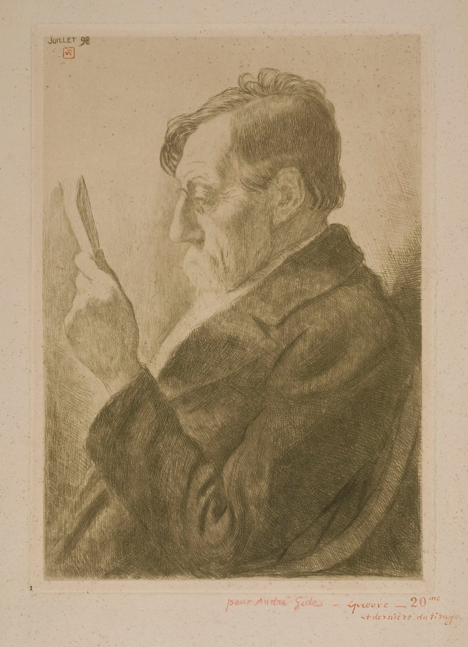 Portrét spisovatele Émila Verhaerena při četbě od Théo van Rysselberghe