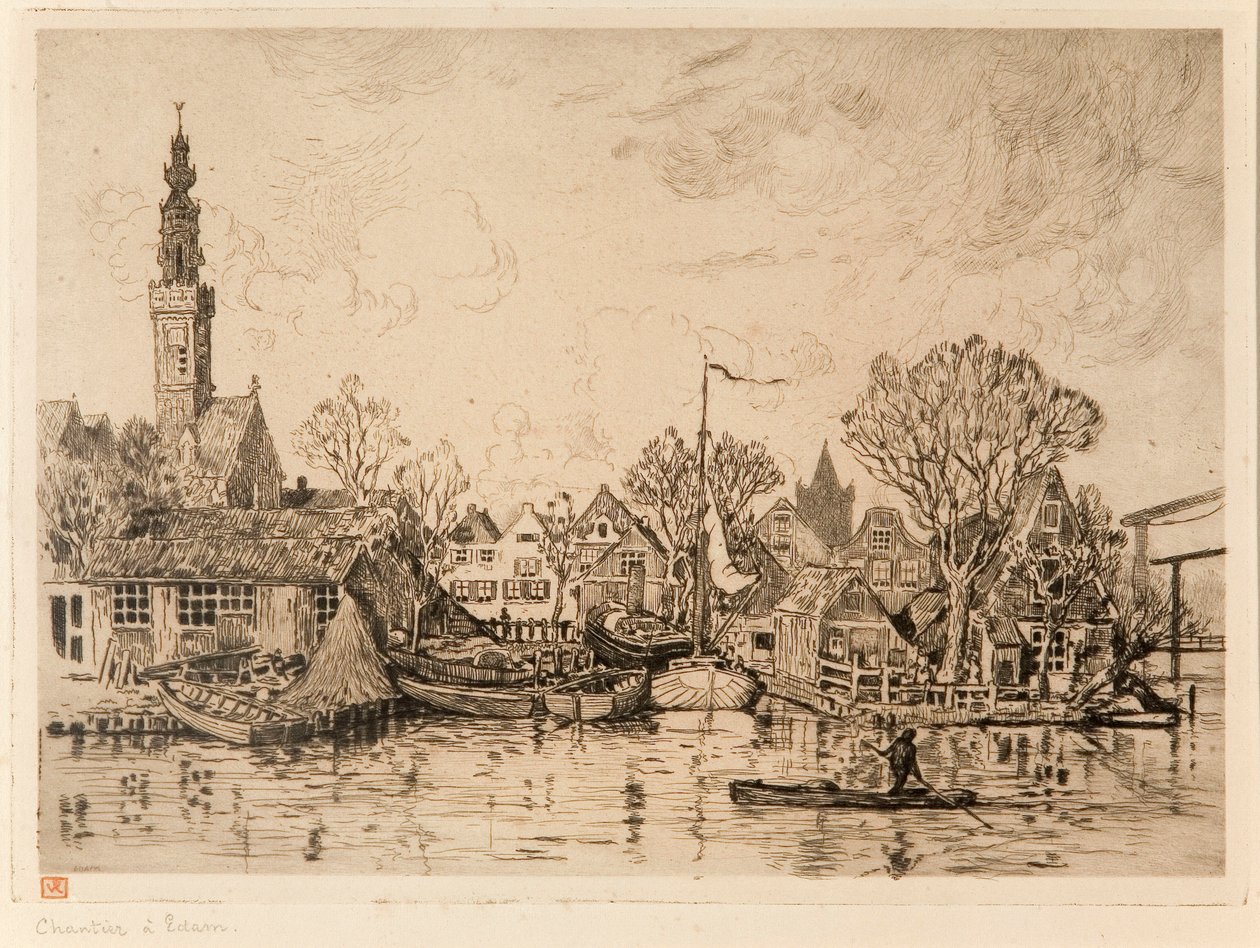 Loděnice v Edamu (Nizozemsko) od Théo van Rysselberghe