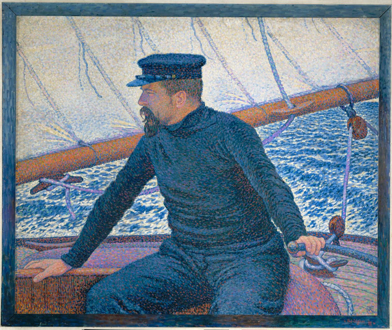 Signac sur son bateau (olej na plátně) od Theo van Rysselberghe