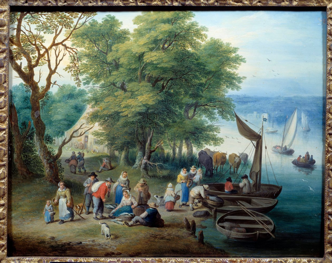 Zpátky z rybaření. Obraz Theobalda Michau (1676 - 1765) od Theobald Michau