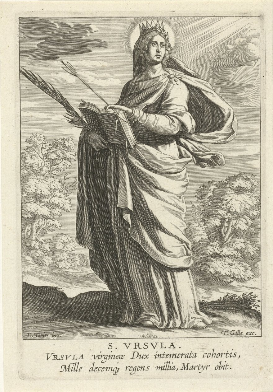 Svatá Uršulo S. Vrsvla (titul na objektu) Feminine heiligen (název série) Mirror Illuminated Virgin (název série) od Theodoor Galle